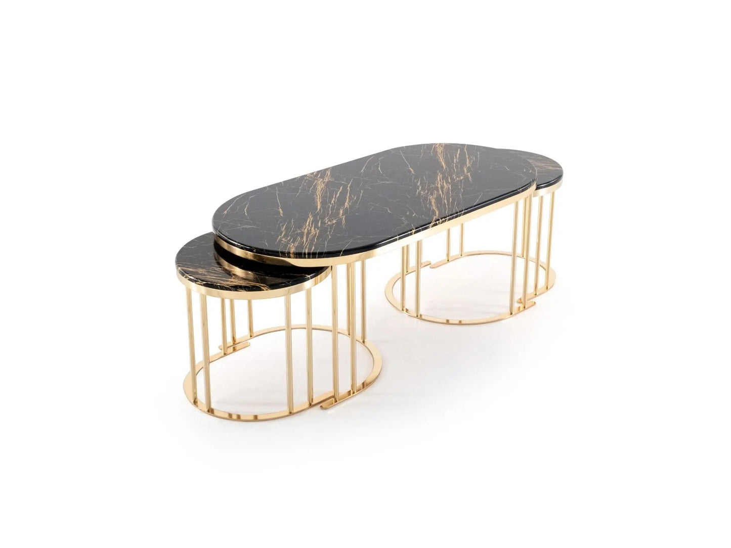 2 In 1 Coffee Table Gold Legs - Black Top - Ferro Furniture