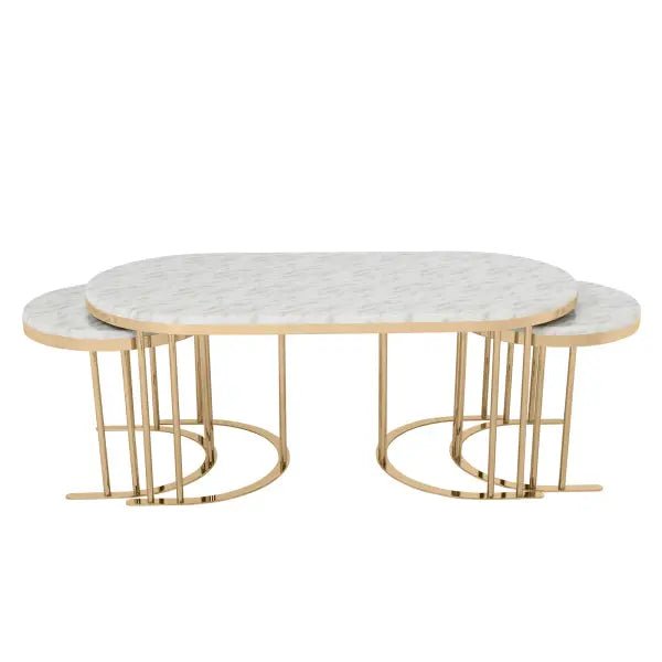 2 In 1 Coffee Table Gold Legs - White Top - Ferro Furniture