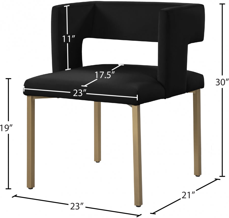 Caleb - Velvet Dining Chair with Gold Finished (Set of 2)
