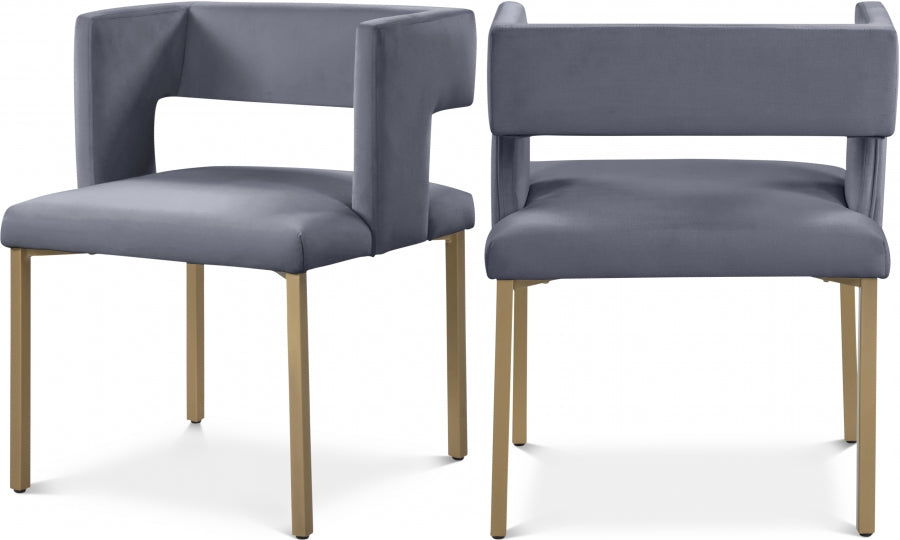 Caleb - Velvet Dining Chair with Gold Finished (Set of 2)