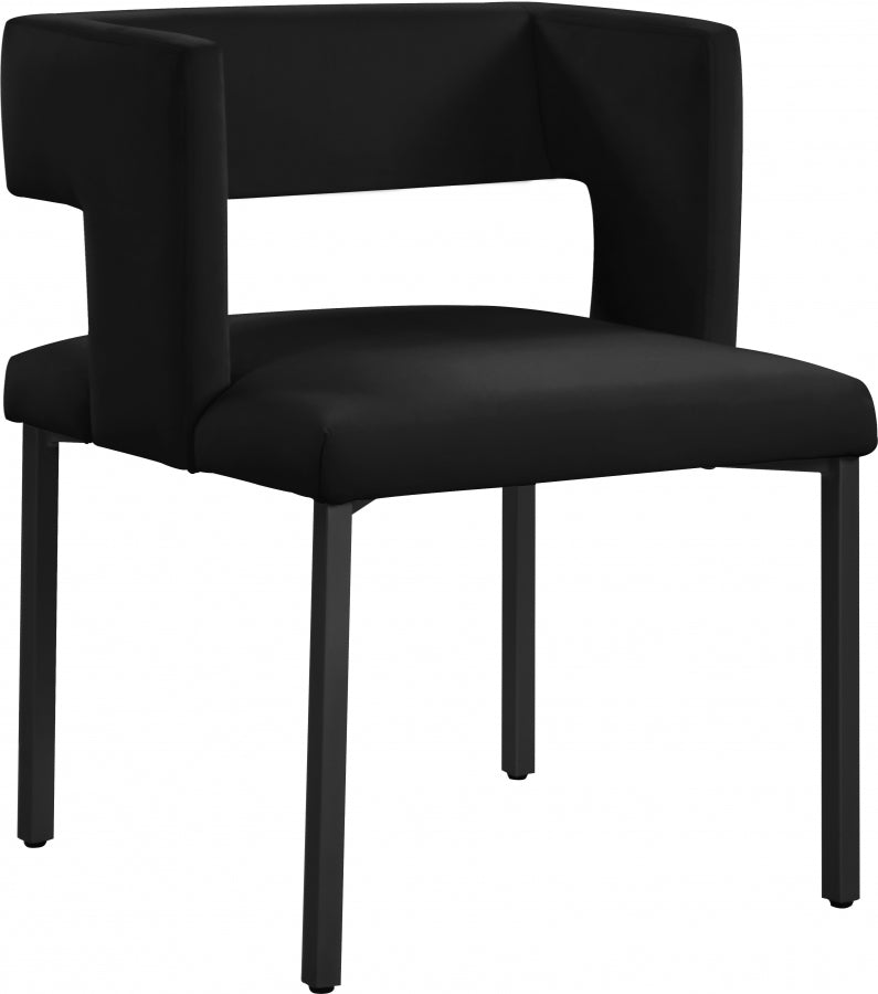 Caleb - Velvet Dining Chair with Matte Black Finished (Set of 2)