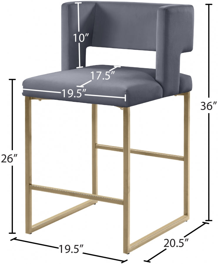 Caleb Counter Stool with Gold Finished (Set of 2)