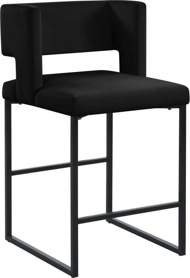 Caleb Counter Stool with Matte Black Finished (Set of 2)