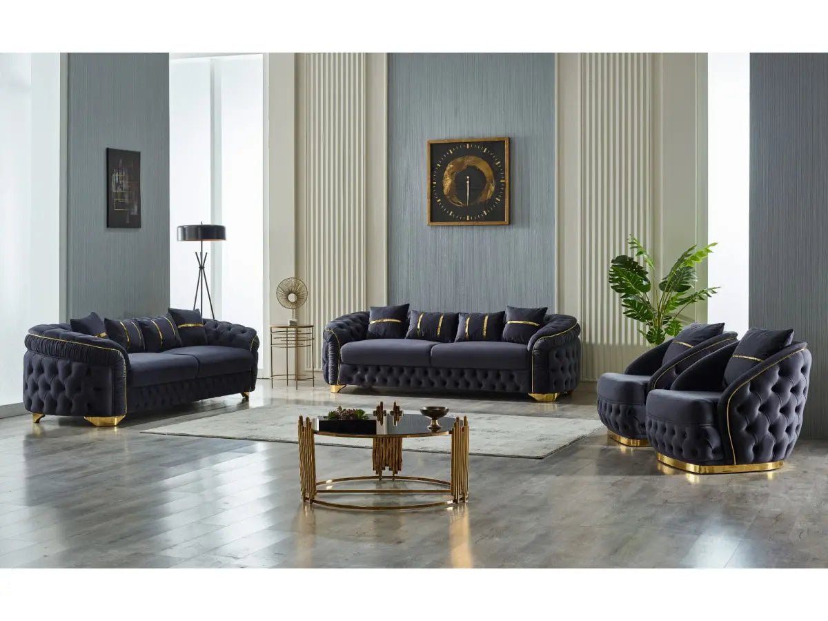 Arizona Stationary Livingroom (2 Sofa & 2 Chair) Anthracite - Ferro Furniture