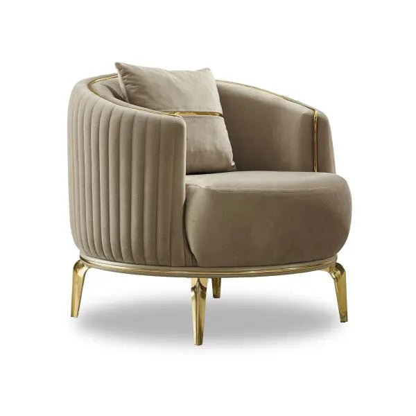 Armoni Livingroom Chair Beige With Gold Legs - Ferro Furniture