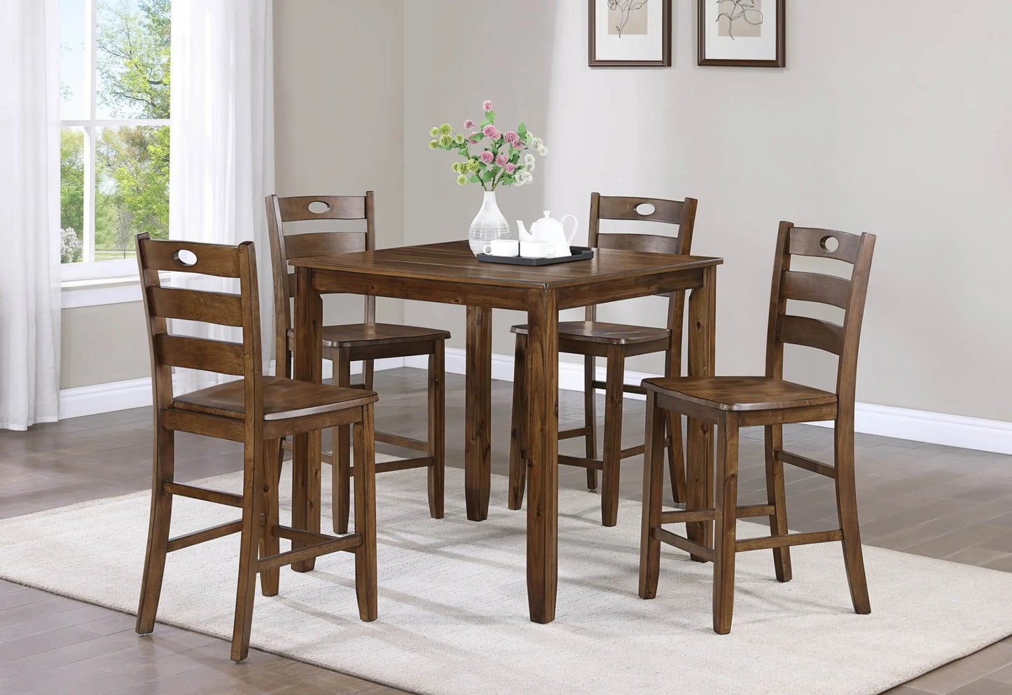 Ashborn - 5 Piece Counter Height Table Set - Brown - Ferro Furniture