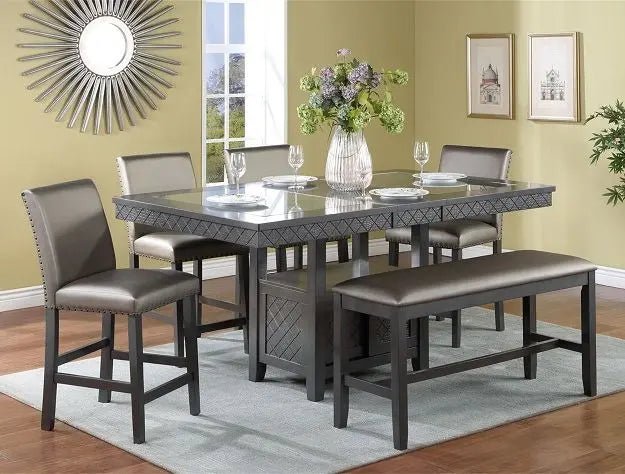 Bankston - Counter Height Dining Table - Gray - Ferro Furniture