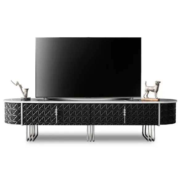 Barcelona Tv Stand Black - Silver - Ferro Furniture