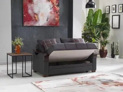 Bennett Love Seat (Nar Antrasit)/W S.Glory Gray Vynil 2 Pieces - Ferro Furniture