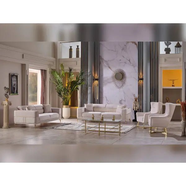 Berlin Convertible Livingroom (2 Sofa & 2 Chair) Beige - Ferro Furniture
