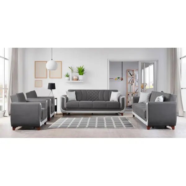 Berre Convertible Livingroom (2 Sofa & 2 Chair) Grey - Ferro Furniture