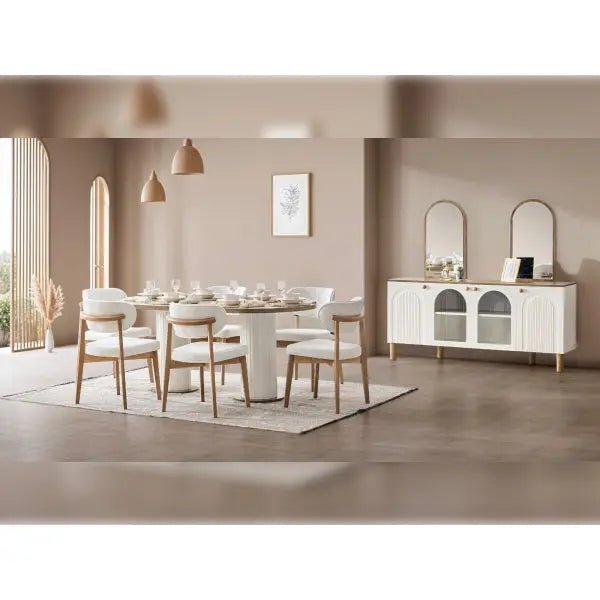 Bohem Diningroom (Consol With Mirror & Dining Table & 6 Dining Chair) - Ferro Furniture