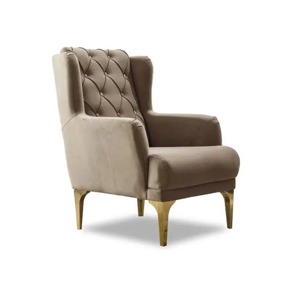Bolivya Chair Beige With Gold Legs - Ferro Furniture