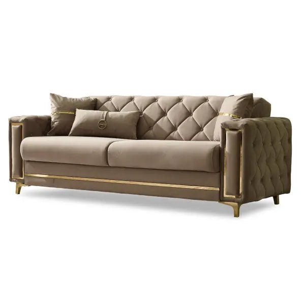 Bolivya Convertible Sofa Vizon With Gold Legs - Ferro Furniture
