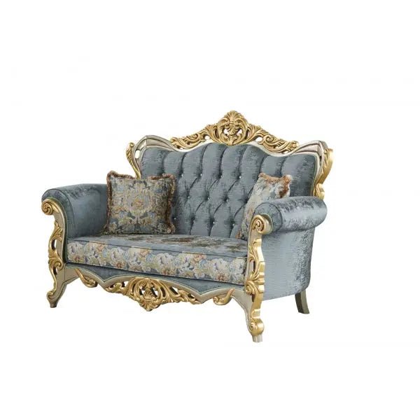 Buse Tradational Stationary Loveseat Light Green - Ferro Furniture