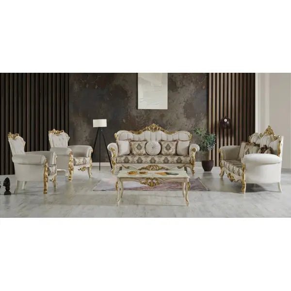 Buse Traditional Livingroom (2 Sofa & 2 Chair) Cream - Ferro Furniture