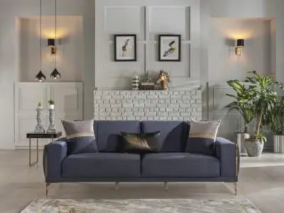 Carlino Love Seat (Napoly Navy Blue) 4 PIeces - Ferro Furniture