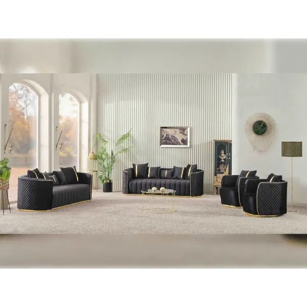 Ceko Stationary Livingroom (2 Sofa & 2 Chair) Black - Ferro Furniture
