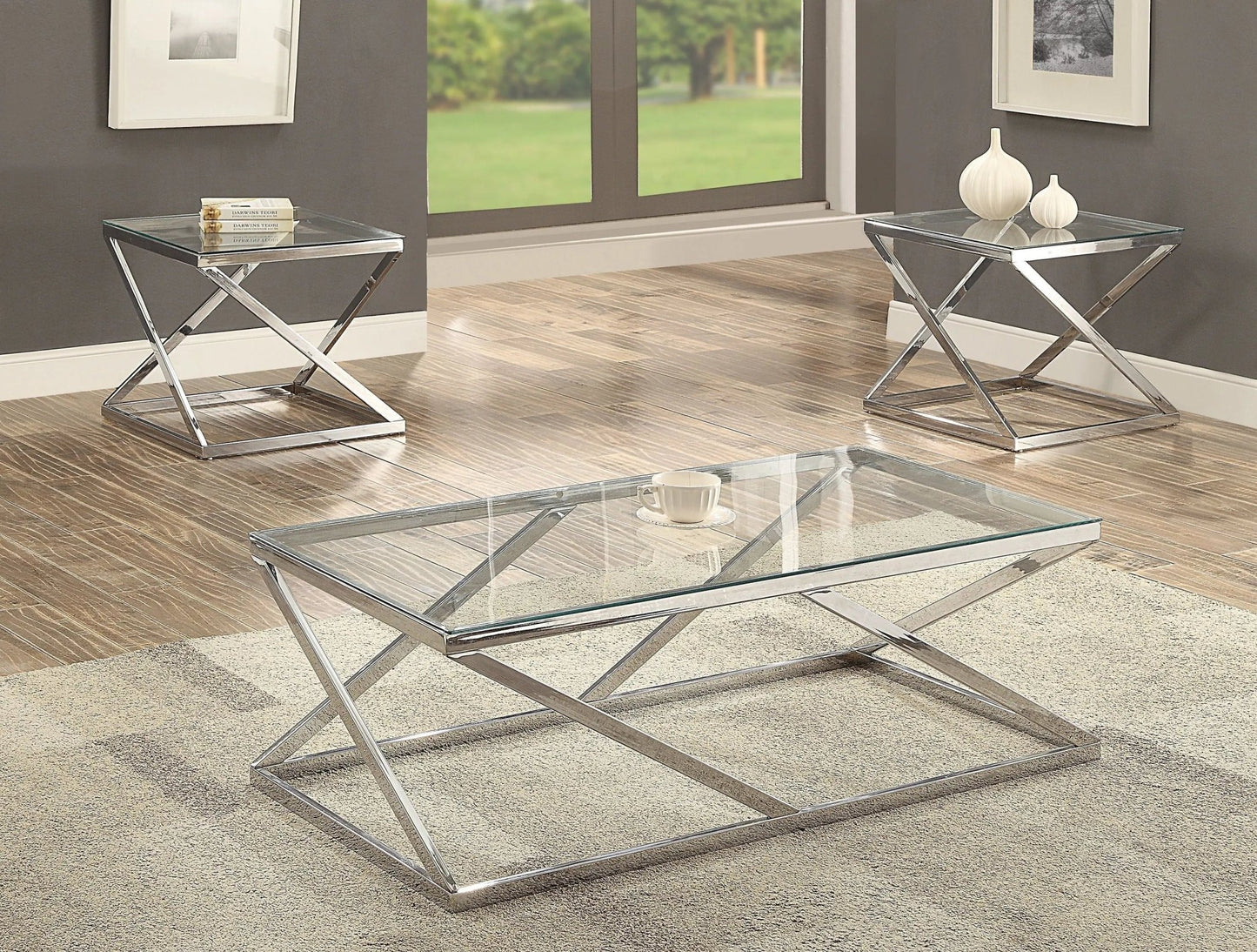 Chase - 3 Piece Cocktail Table - Pearl Silver - Ferro Furniture
