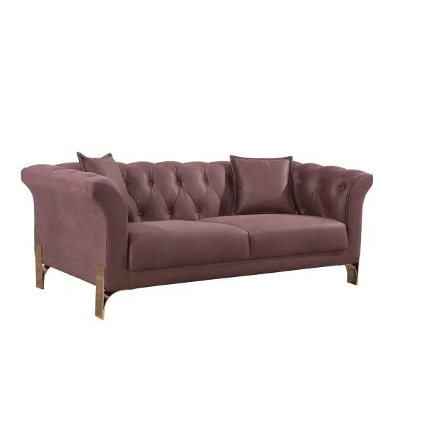 Chess Stationary Livingroom Loveseat Purple With Gold Legs - Ferro Furniture