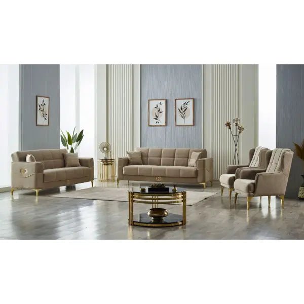 Clara Convertible Livingroom Set Beige - Ferro Furniture