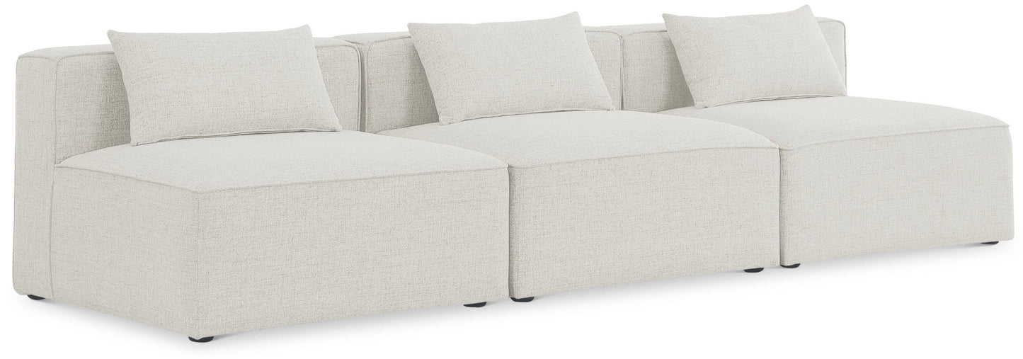 Cube - Linen Modular 3 Seat Armless Sofa - Ferro Furniture