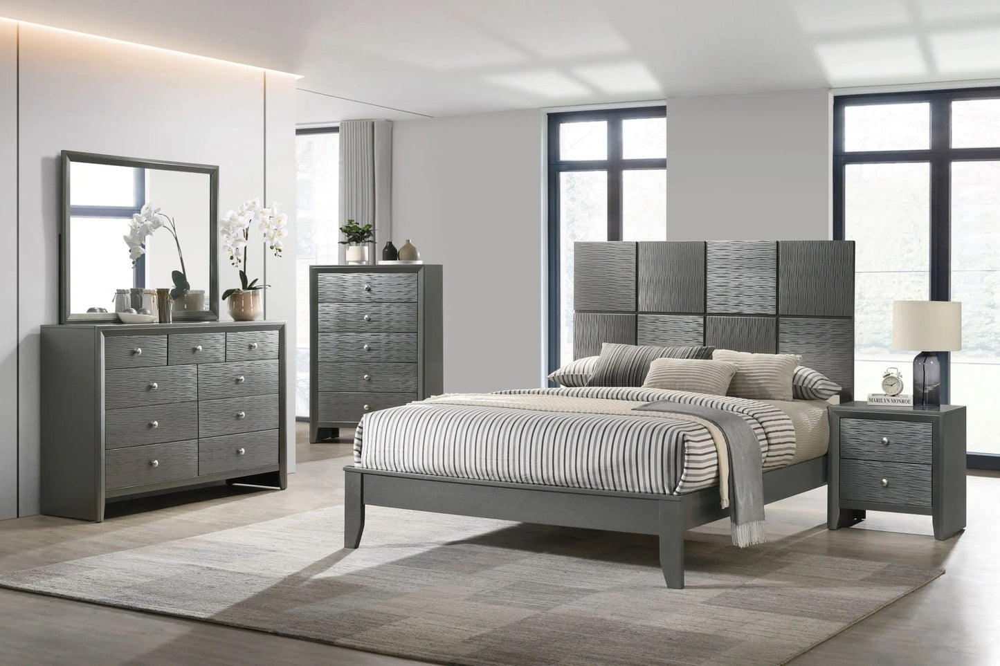 Denker - Full Bed - Gun Metal - Ferro Furniture