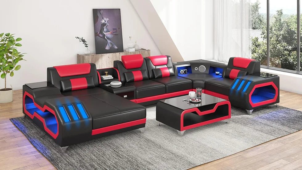 E - 18 Black & Red Sectional Set - Ferro Furniture
