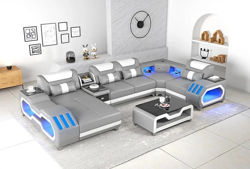 E - 18 Light Grey & White Sectional Set - Ferro Furniture