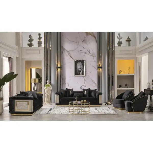 Elegance Stationary Livingroom (2 Sofa & 2 Chair) Black - Ferro Furniture