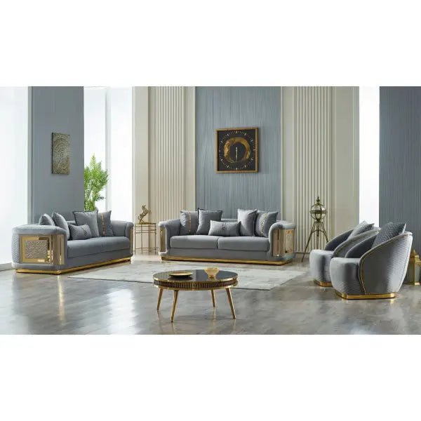 Elegance Stationary Livingroom (2 Sofa & 2 Chair) Light Grey - Ferro Furniture