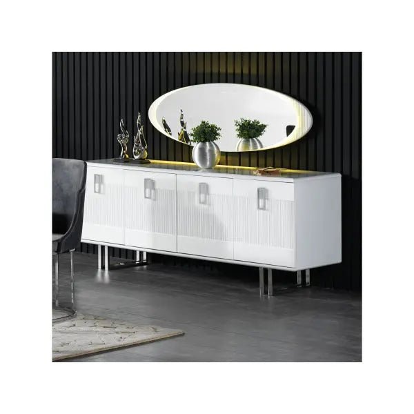 Elips Diningroom Consol With Mirror White - Ferro Furniture