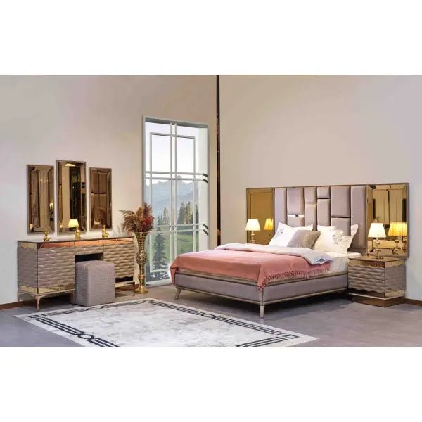 Elite Bedroom (Queen Bed & Dresser With Mirror & 2 Nightstand With Back ) - Ferro Furniture