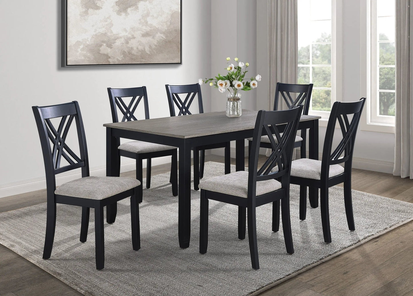 Eloise - 7 Piece Dinette Set - Light Gray - Ferro Furniture