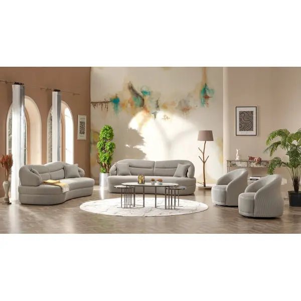 Gloria Convertible Livingroom (2 Sofa & 2 Chair) Cream - Ferro Furniture