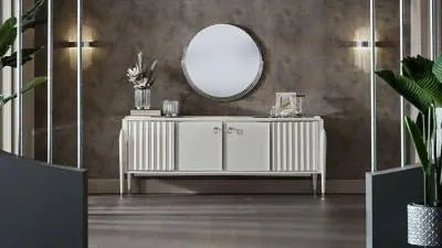 Gravita Buffet /Gravita Marble/ Ivory Leg - Ferro Furniture