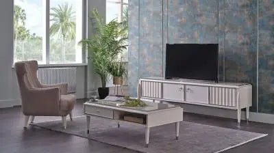 Gravita TV Stand Ivory Leg - Ferro Furniture