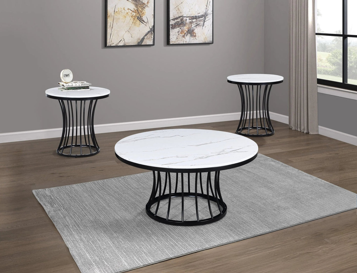 Hadley - 3 - Piece Cocktail Table Set - White / Black - Ferro Furniture