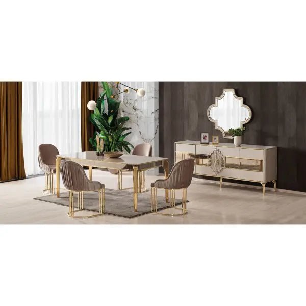 Istanbul Diningroom (Consol With Mirror & Dining Table & 6 Dining Chair) - Ferro Furniture