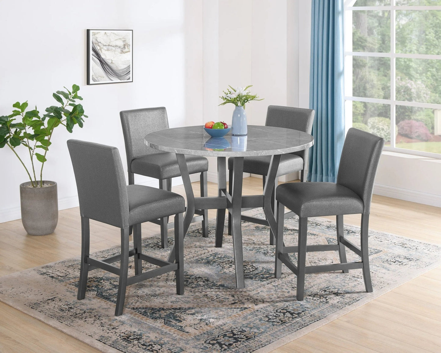 Judson - 5 Piece Counter Height Set - Glitter Gray - Ferro Furniture