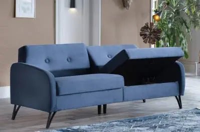 Juniper (Right) 3 Seat Sleeper (Vika Navy Blue) - Ferro Furniture