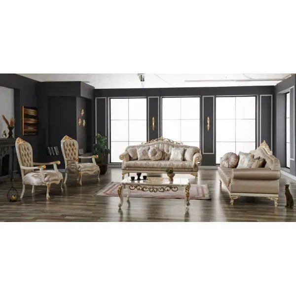 Kardelen Traditional Livingroom (2 Sofa & 2 Chair) Cream - Ferro Furniture