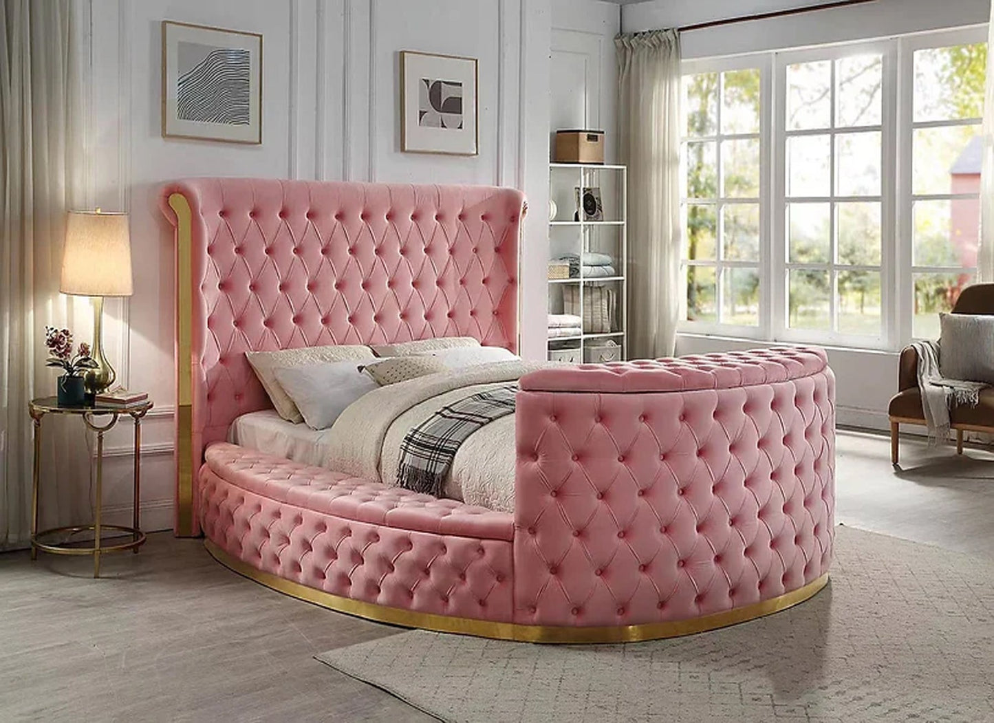 Lauren King Pink Platform TV Bed - Ferro Furniture