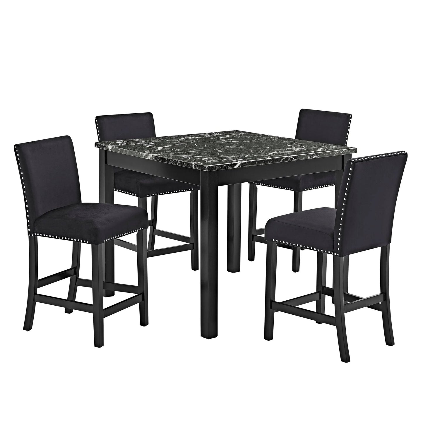 Lennon - 5 Piece Counter Height Set - All Black - Ferro Furniture