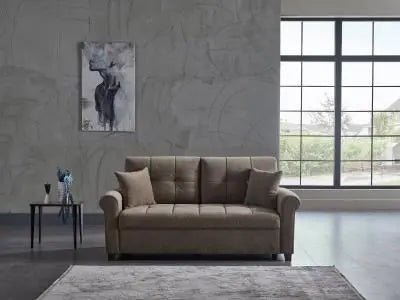 Mocca P Kol Loveseat (Koopsi Brown 614) Stationary - Ferro Furniture