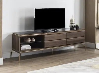 Montego TV Stand (Montego Walnut/Car.Marb) 6 Pieces - Ferro Furniture
