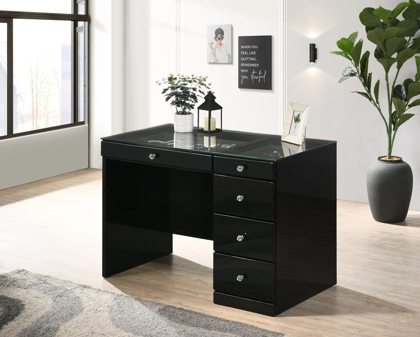 Morgan - Vanity Desk With Glass Top - Ferro Furniture