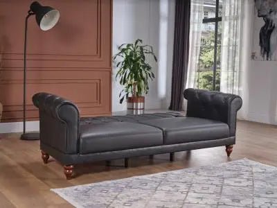 Muse 3 Seat Sleeper (Muse Grey PU) 2 Pieces - Ferro Furniture