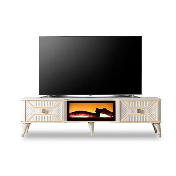 Napoli Fireplace Tv Stand Cream - Ferro Furniture