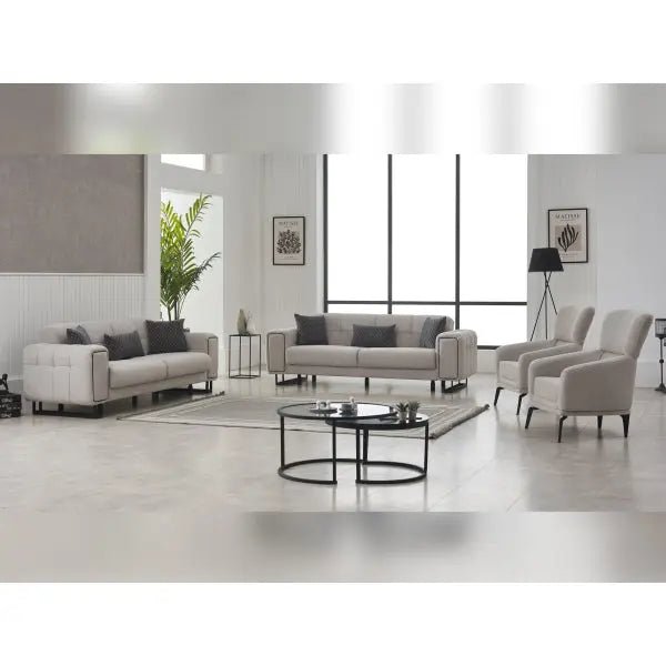 Nero Convertible Livingroom (2 Sofa & 2 Chair) Light Grey - Ferro Furniture